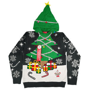 U Look Ugly Today Unisex L Ugly Christmas Tree Sweater Hoodie Pullover Festive